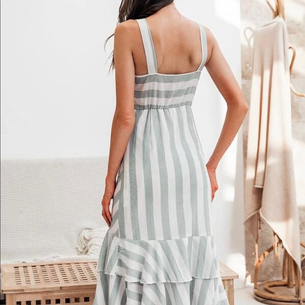 Brand New Chelsea and Theodore blue striped midi dress